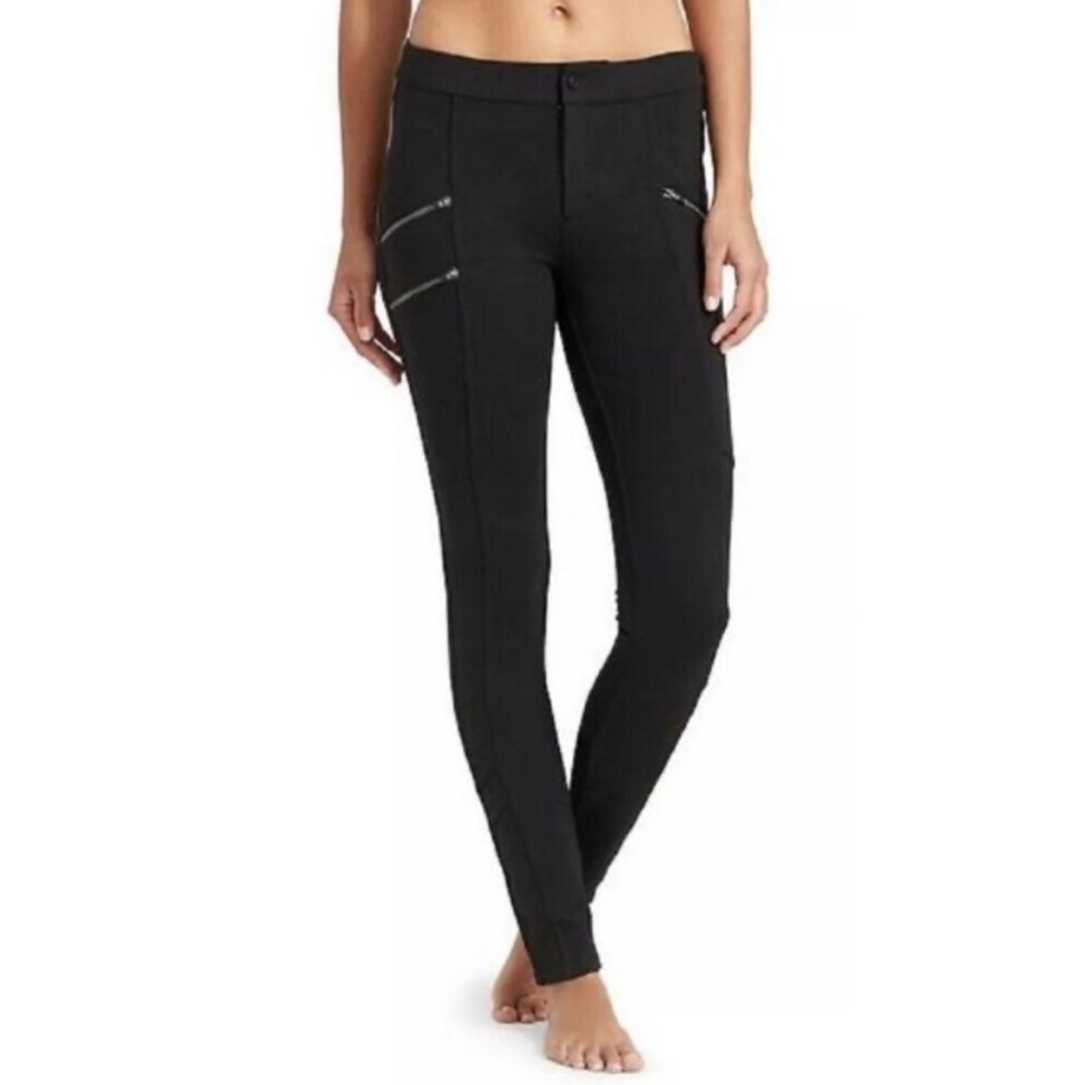 athleta | ponte moto stretch legging pants black 6